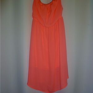 Express Coral Strapless Dress